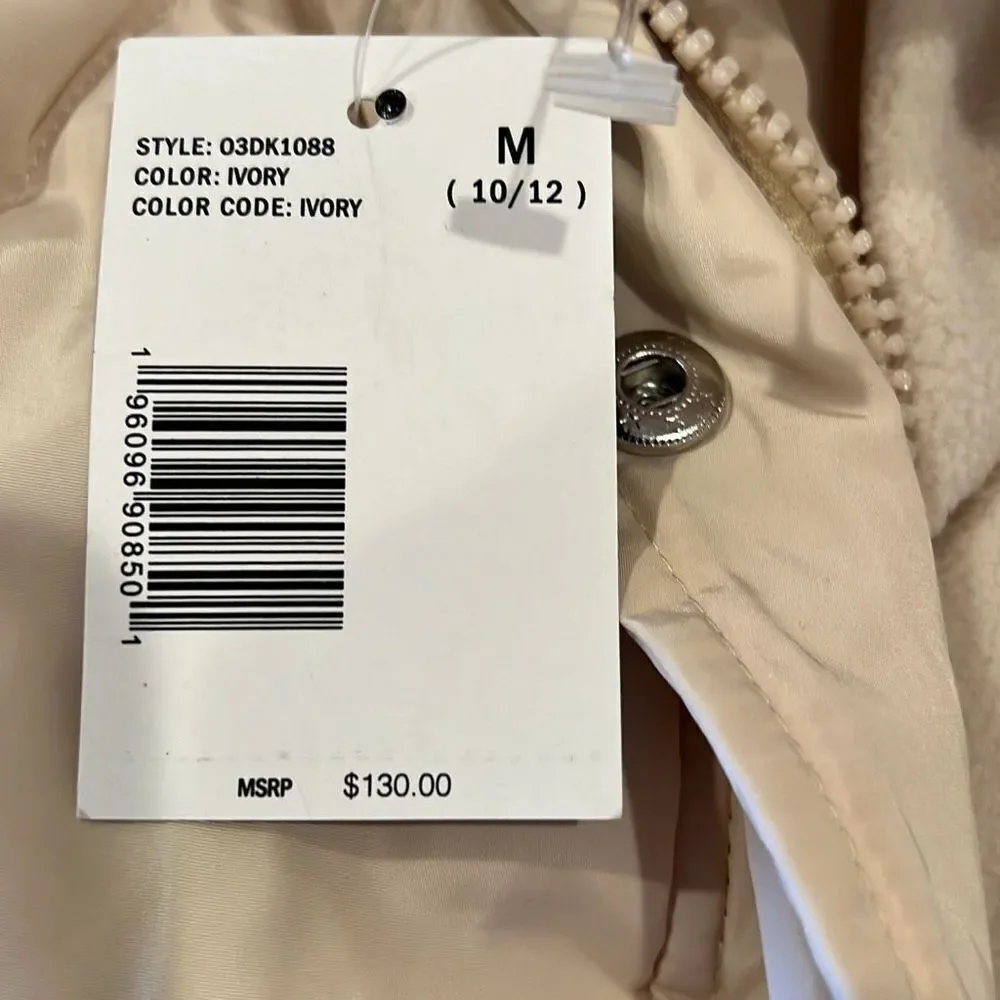 DKNY Girl’s Ivory Puff Coat Sz.10/12 M NWT Hooded
